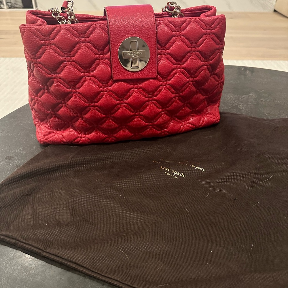 Kate Spade Cherry Red Quilted Shoulder Bag
